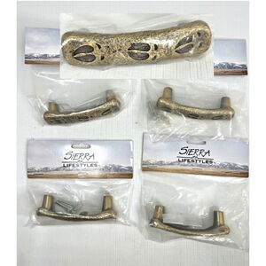 NEW Moose Track Drawer Pull Antique Brass Handle Set 4 Cabinet Cabincore Rustic